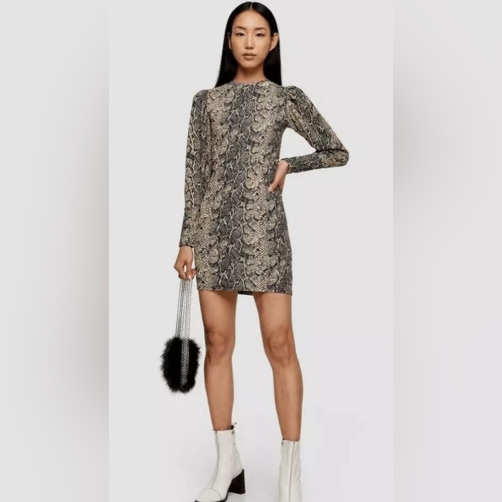 TopShop women's animal print dress, short length, long sleeve